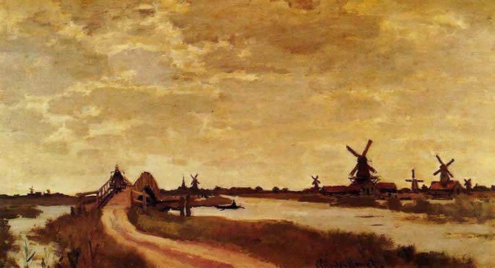 Claude Monet Windmills at Haaldersbroek Zaandam
